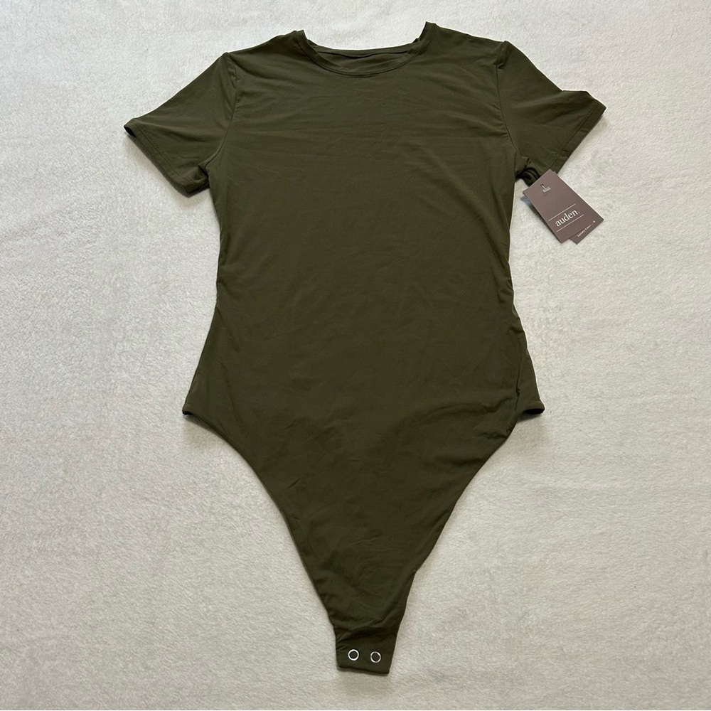 NWT Auden olive green short sleeve bodysuit